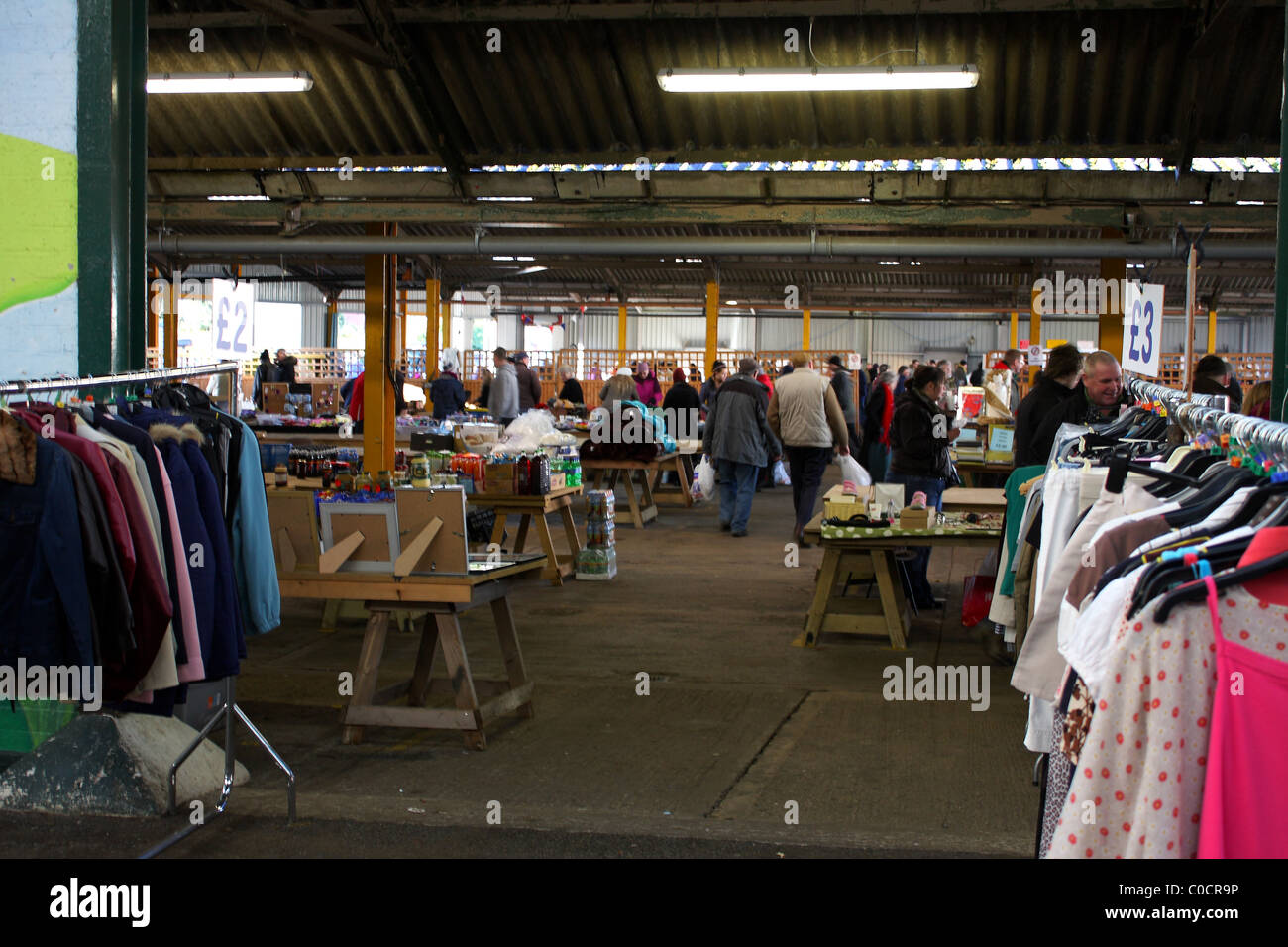 A table top car boot sale at Melton Mowbrays cattle market on a Sunday