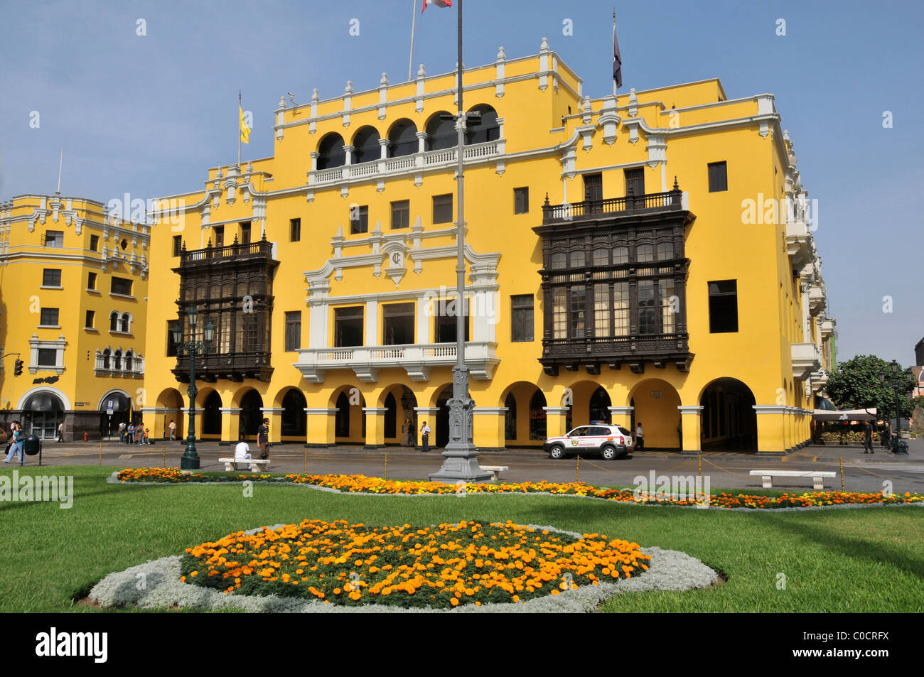 colonial buildings plaza Mayor Lima Peru South America Stock Photo