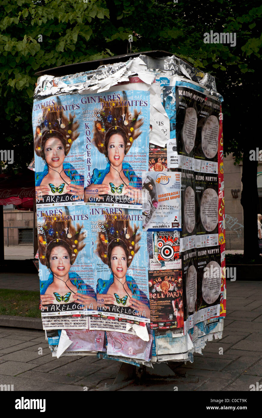 A colourful poster stand in the streets of Kaunas, Lithuania Stock Photo