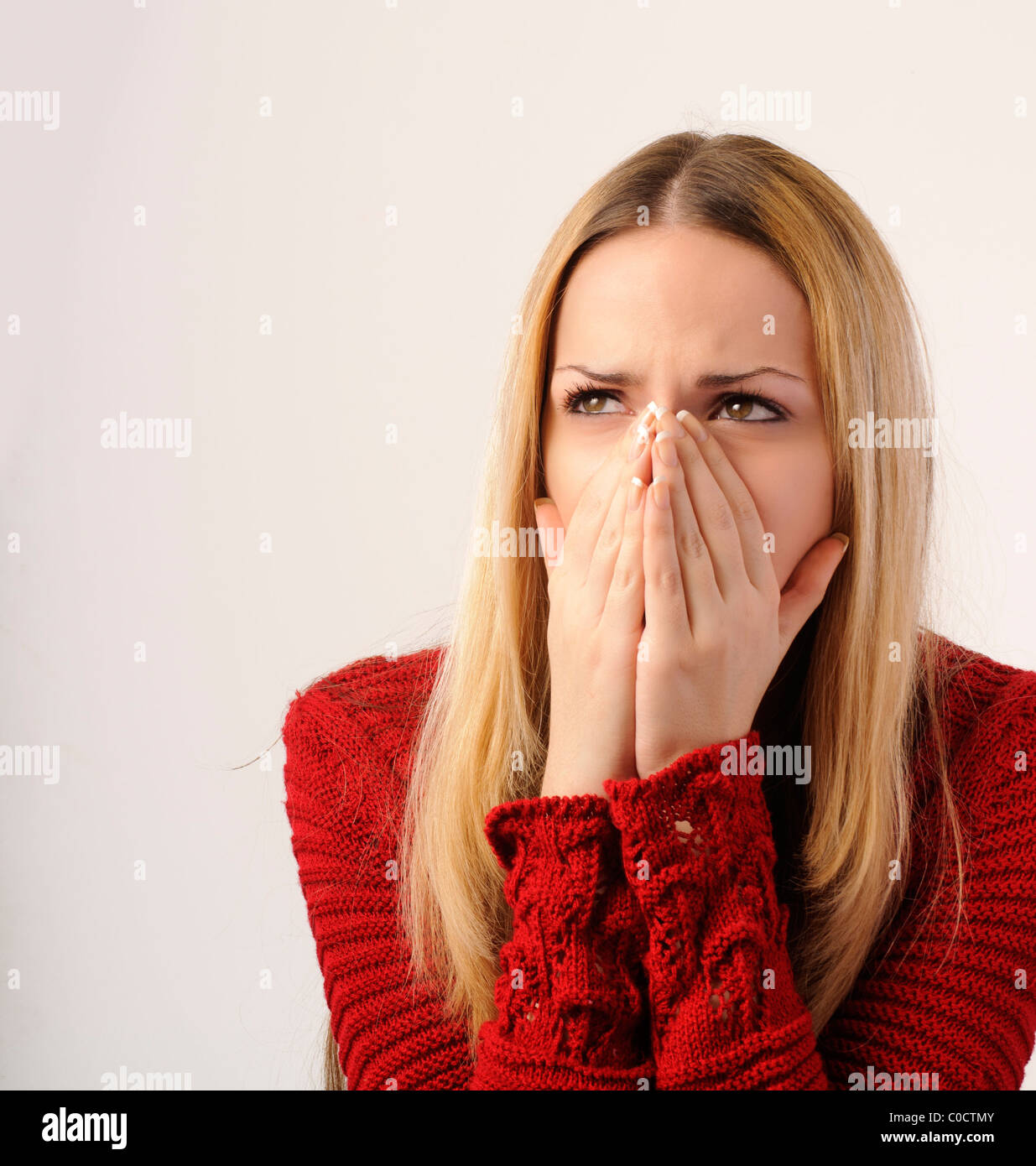 Sad and shocked woman Stock Photo - Alamy
