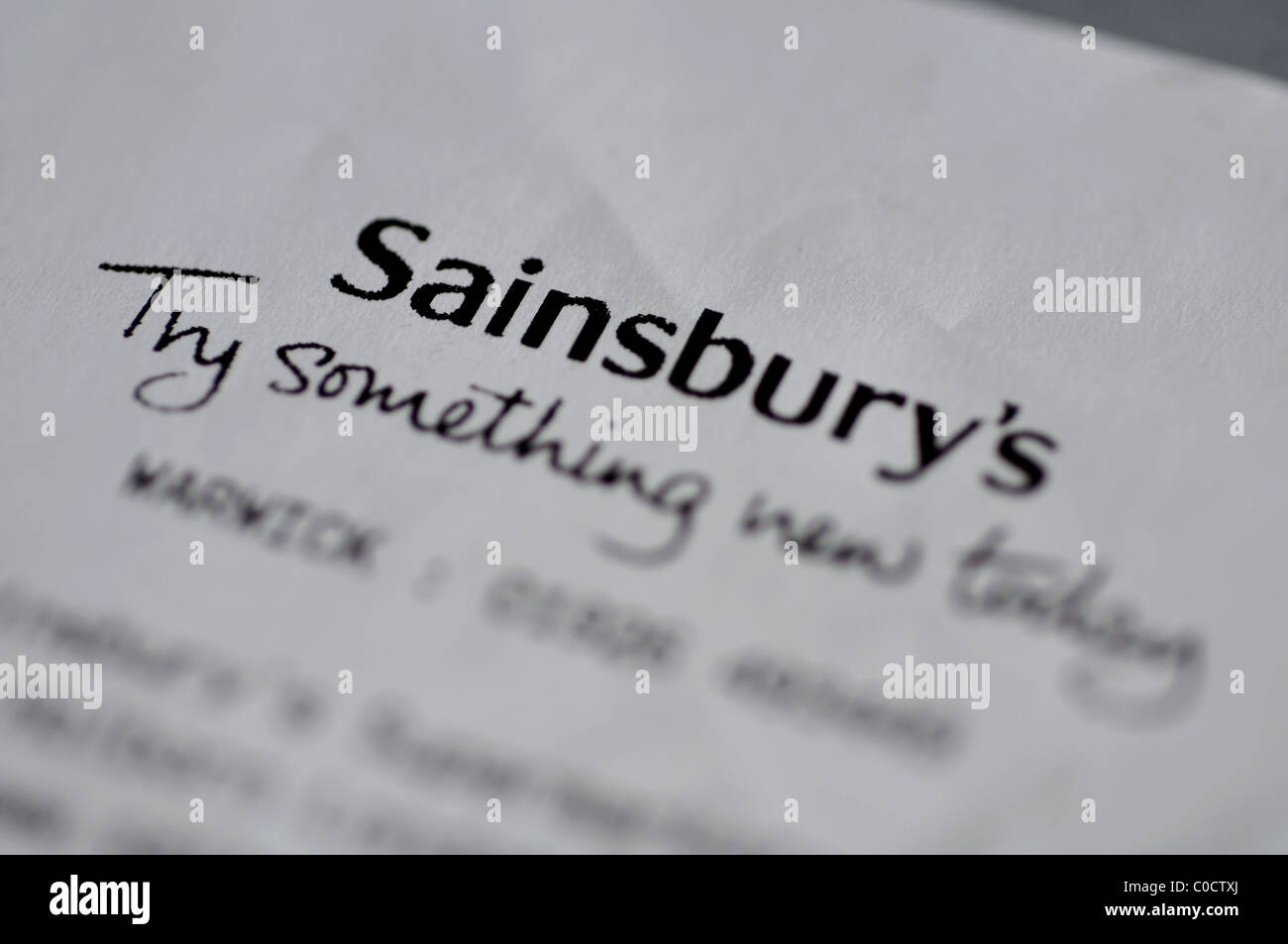 Sainsbury`s till receipt Stock Photo - Alamy
