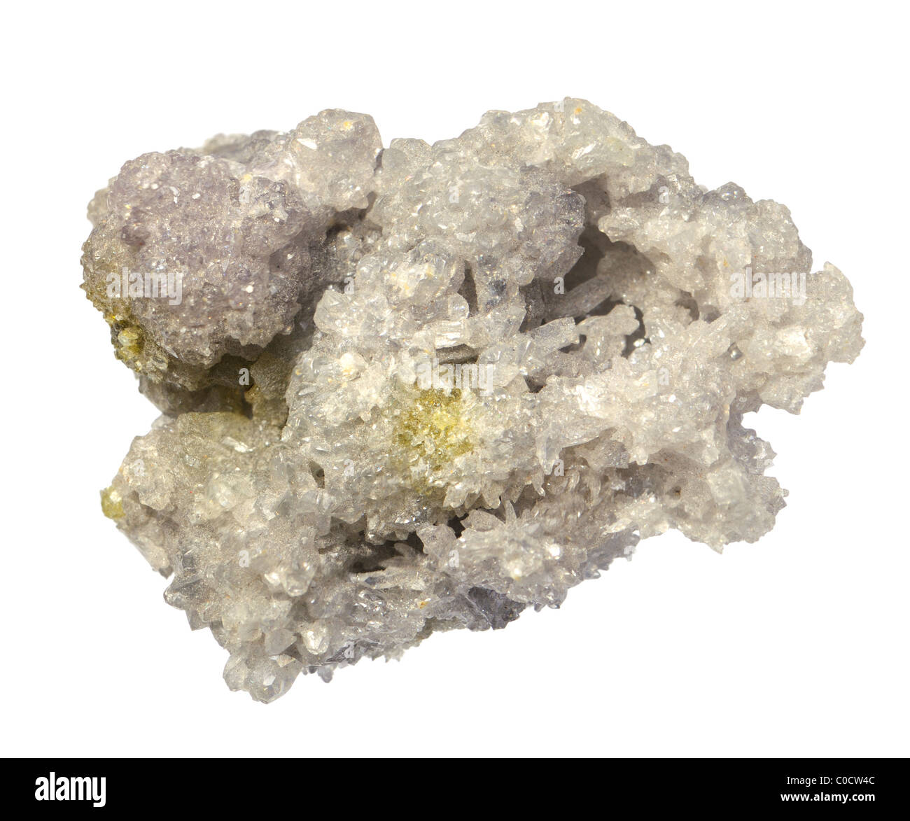 White Zincite Crystals [ ZnO2 - zinc oxide ] from Olkusz mine, Silesia, Poland Stock Photo