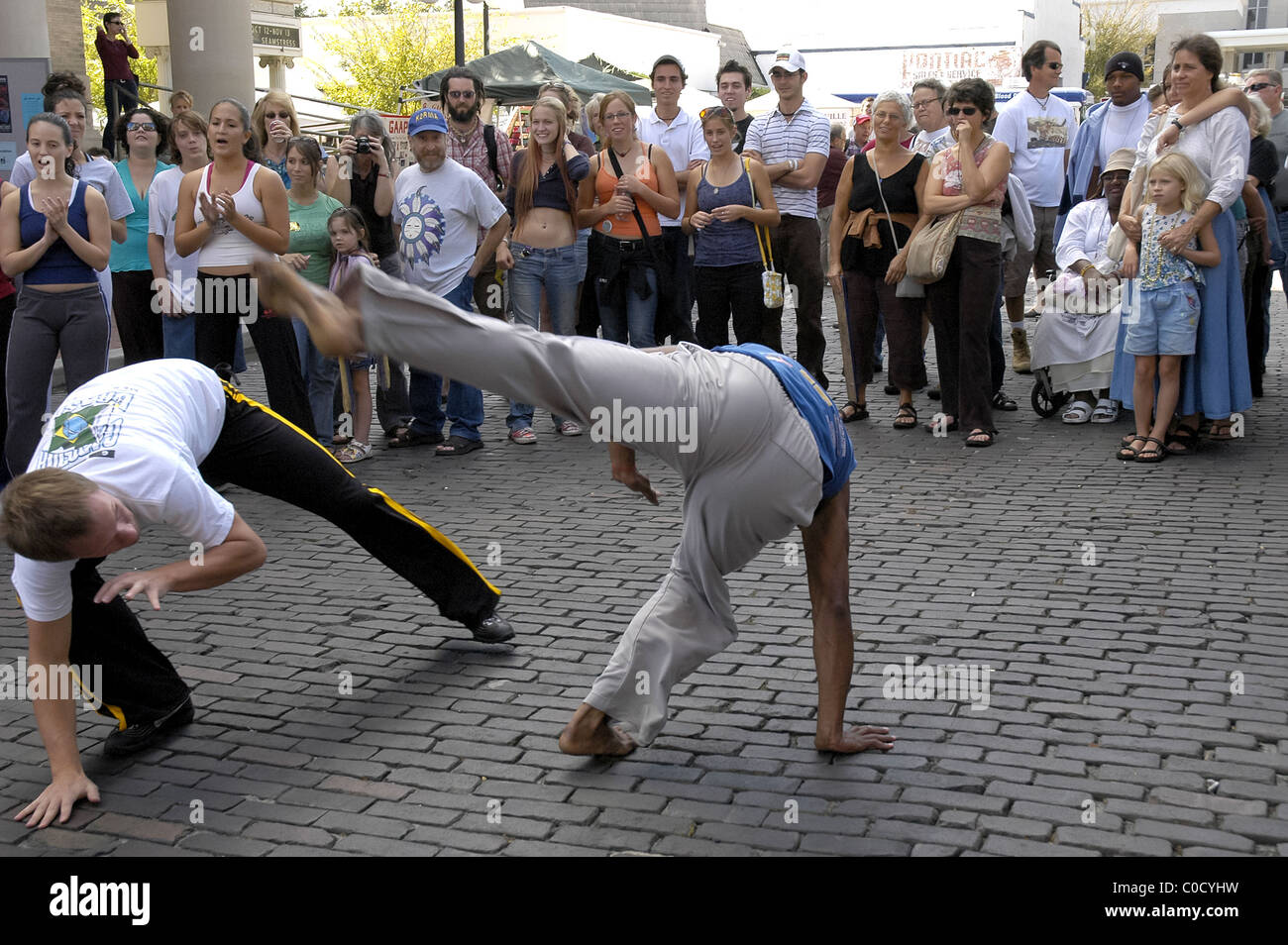 demonstration of Capoeira a Brazilian martial arts dance form at arts festival Gainesville
