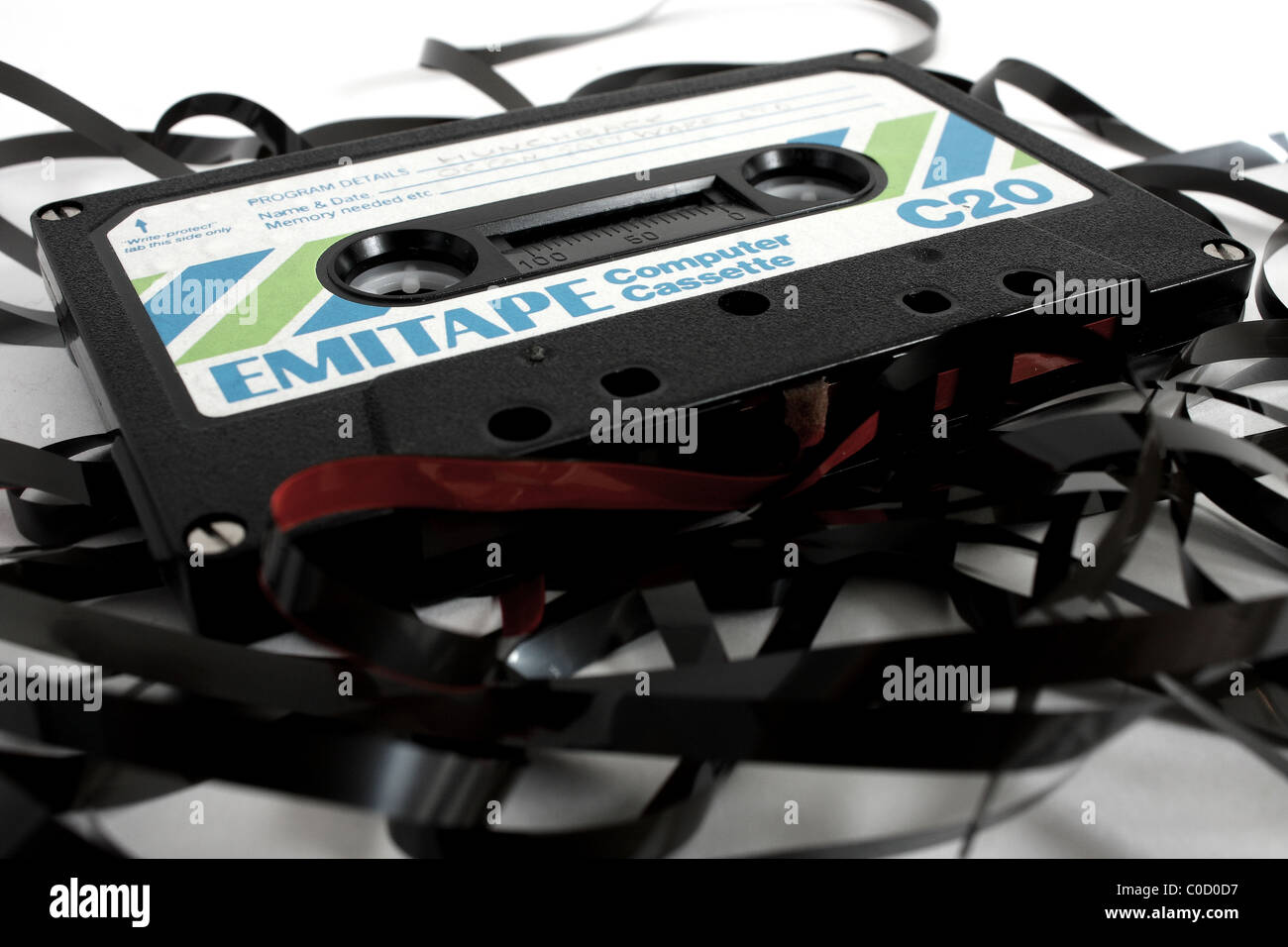 An old music audio cassette tape unraveled and broken Stock Photo Alamy
