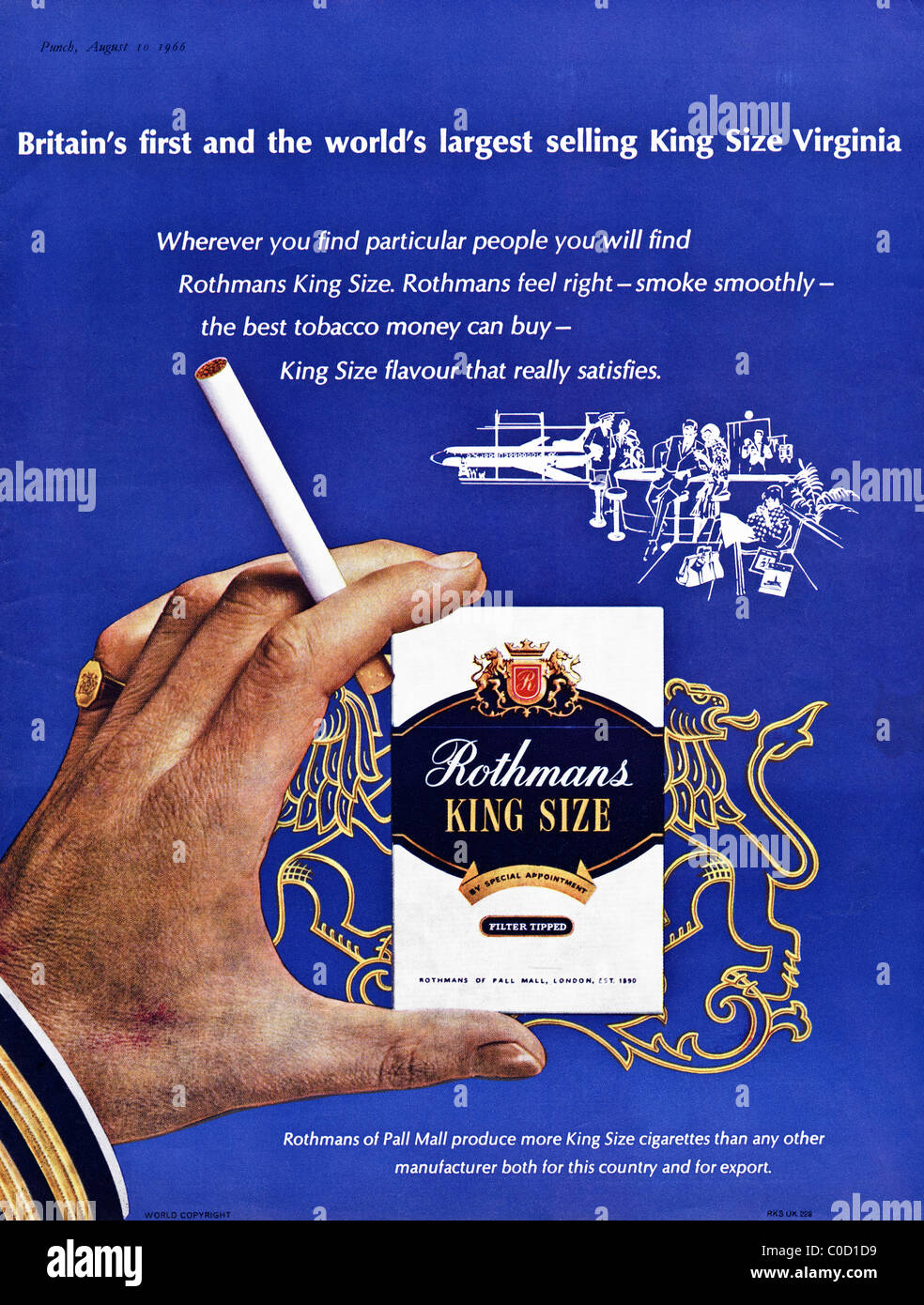 Full page advertisement in magazine 10th August 1966 for ROTHMANS filter tipped cigarettes Stock Photo