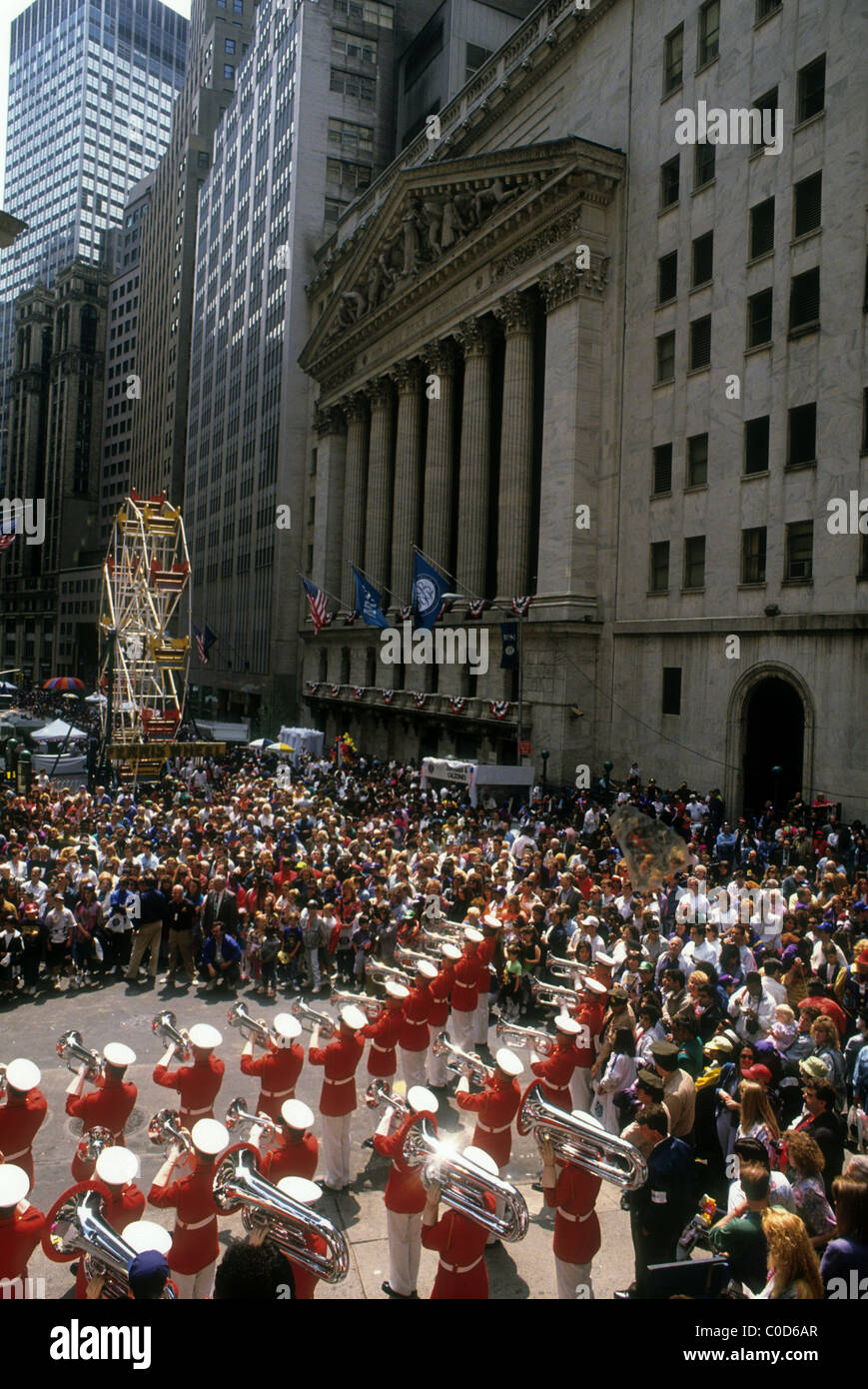 The Marine Corps. Marching Band performs at the street fair for the New