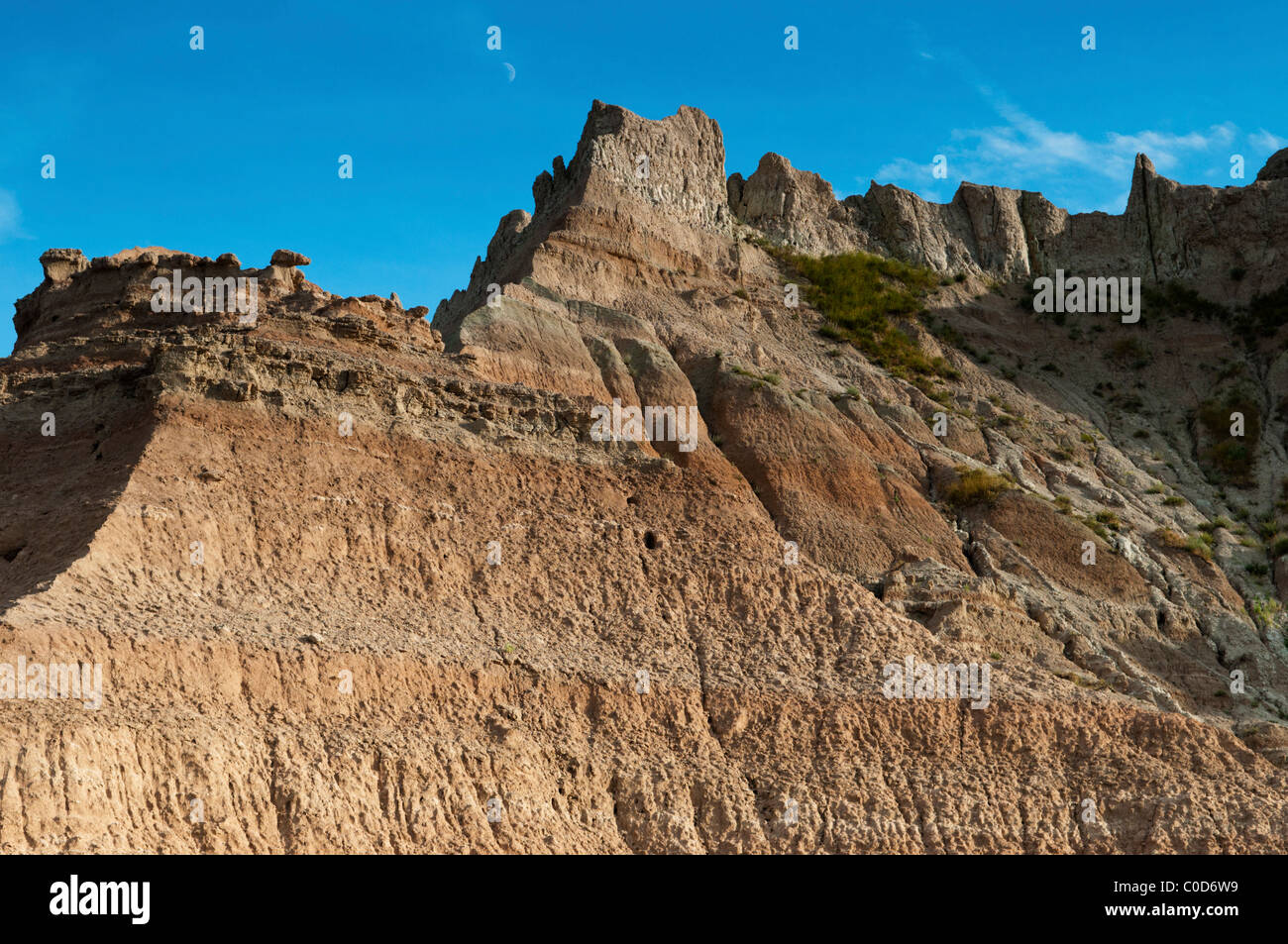 South Dakota, the detail of the eroded hillside at The Badlands National Monument. Stock Photo