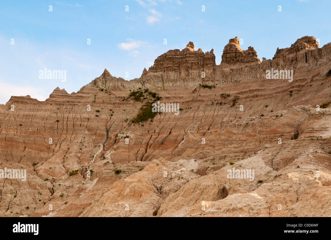 South Dakota, the detail of the eroded hillside at The Badlands National Monument Stock Photo