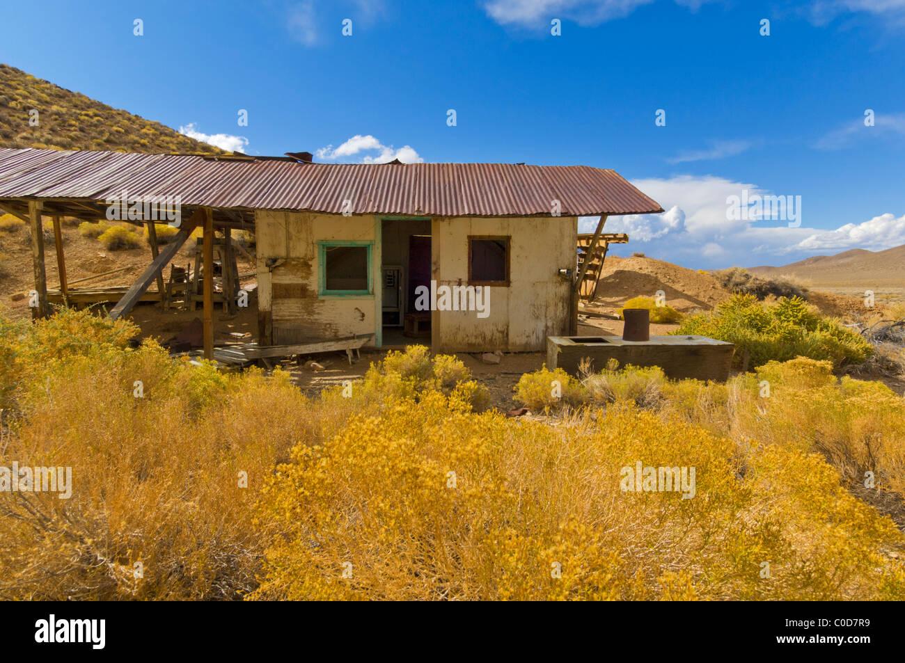 Rhyolite Ghost town old abandoned buildings of a gold mining town in
