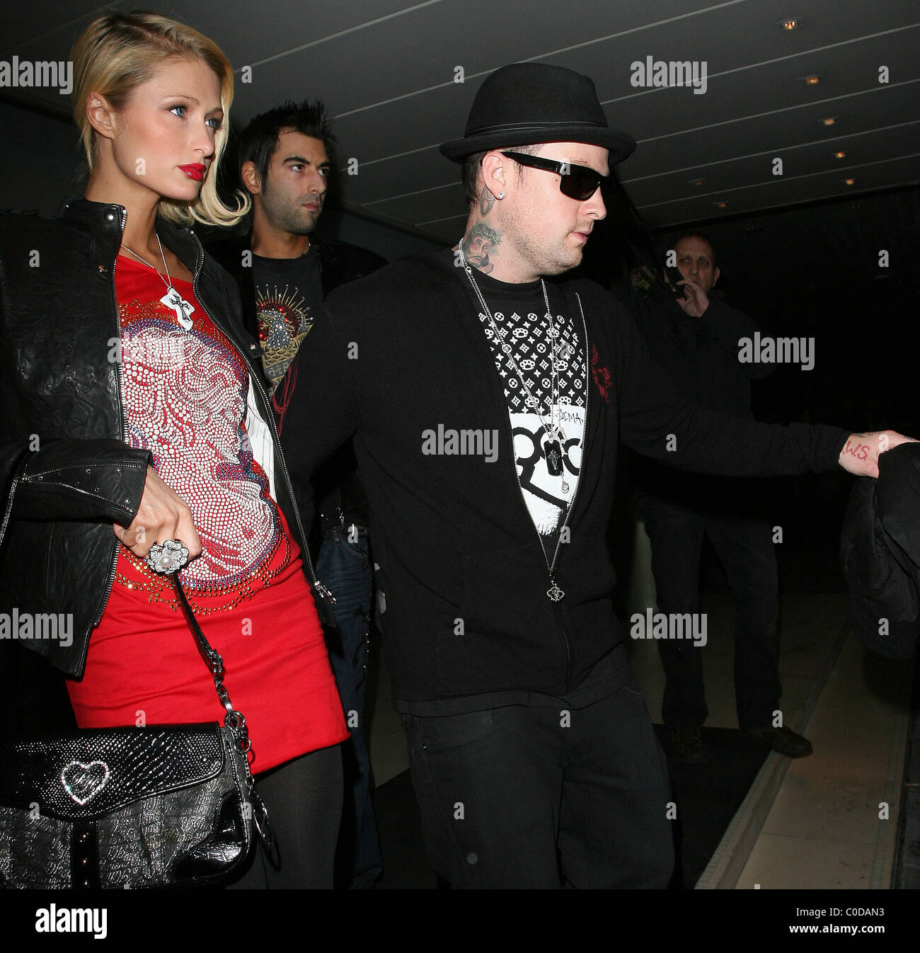 Paris Hilton and her boyfriend Benji Madden of rock group 'Good