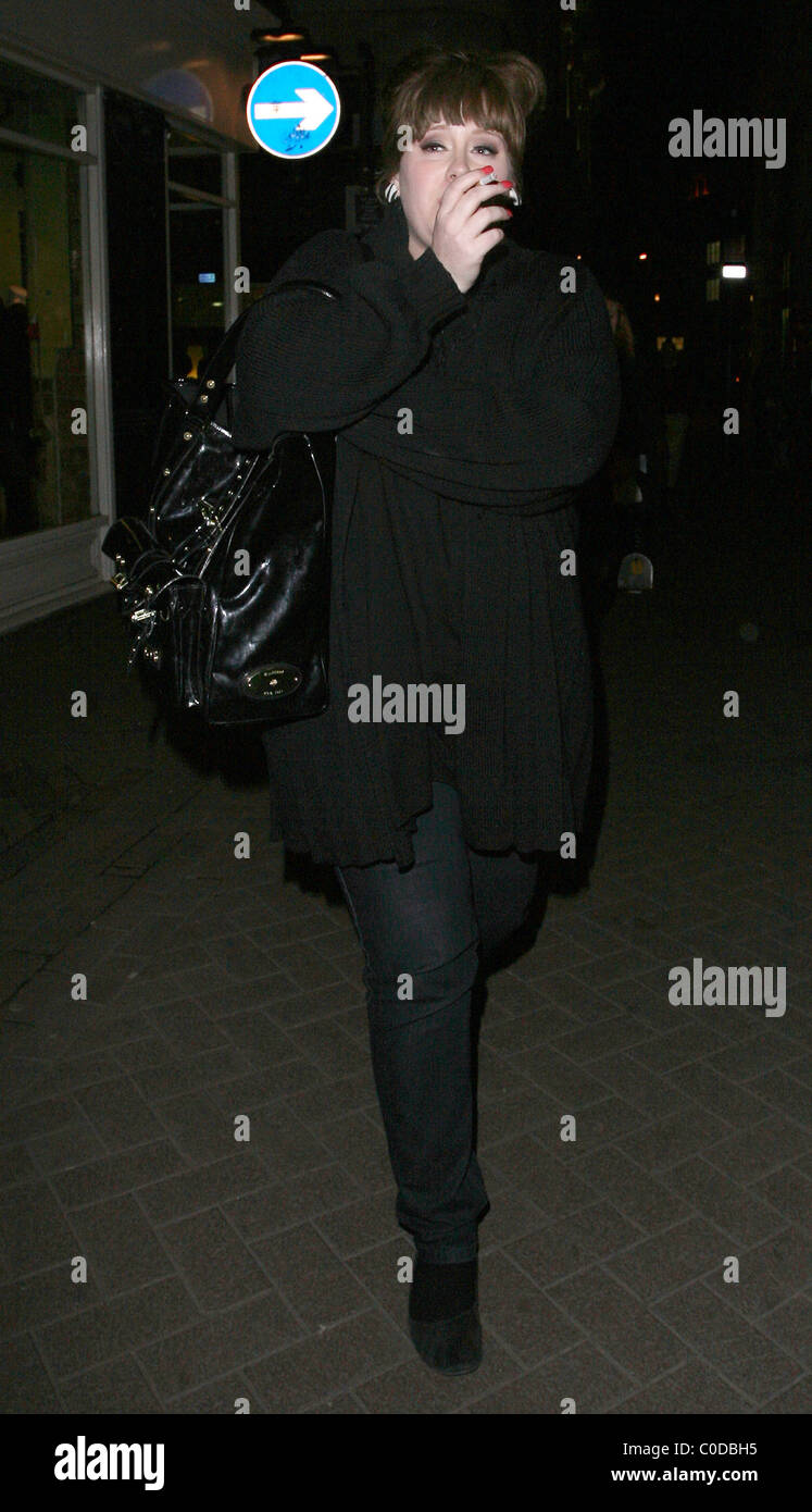 Adele leaving 24 nightclub, smoking a cigarette. London, England - 17. ...