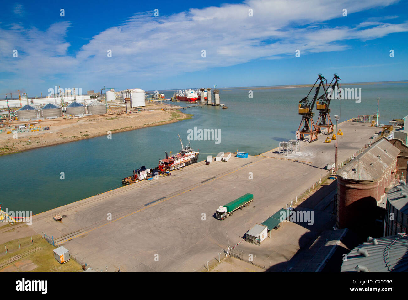 BAHIA BLANCA, ARGENTINA, 2010: Port of Ingeniero White - now is a major trading port of Argentina, deepest port in the country. Stock Photo