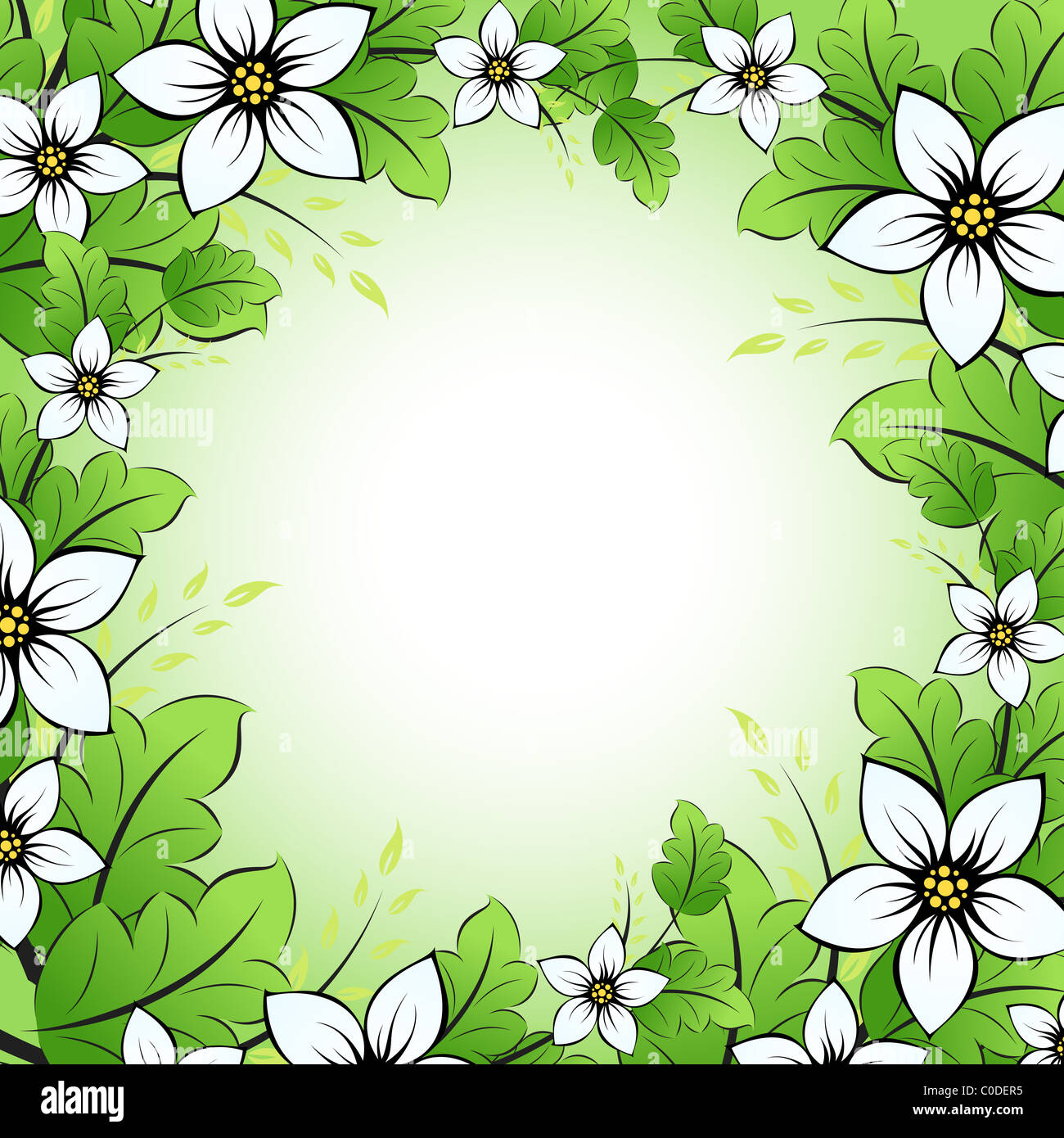 Vector green floral frame for your design Stock Photo - Alamy