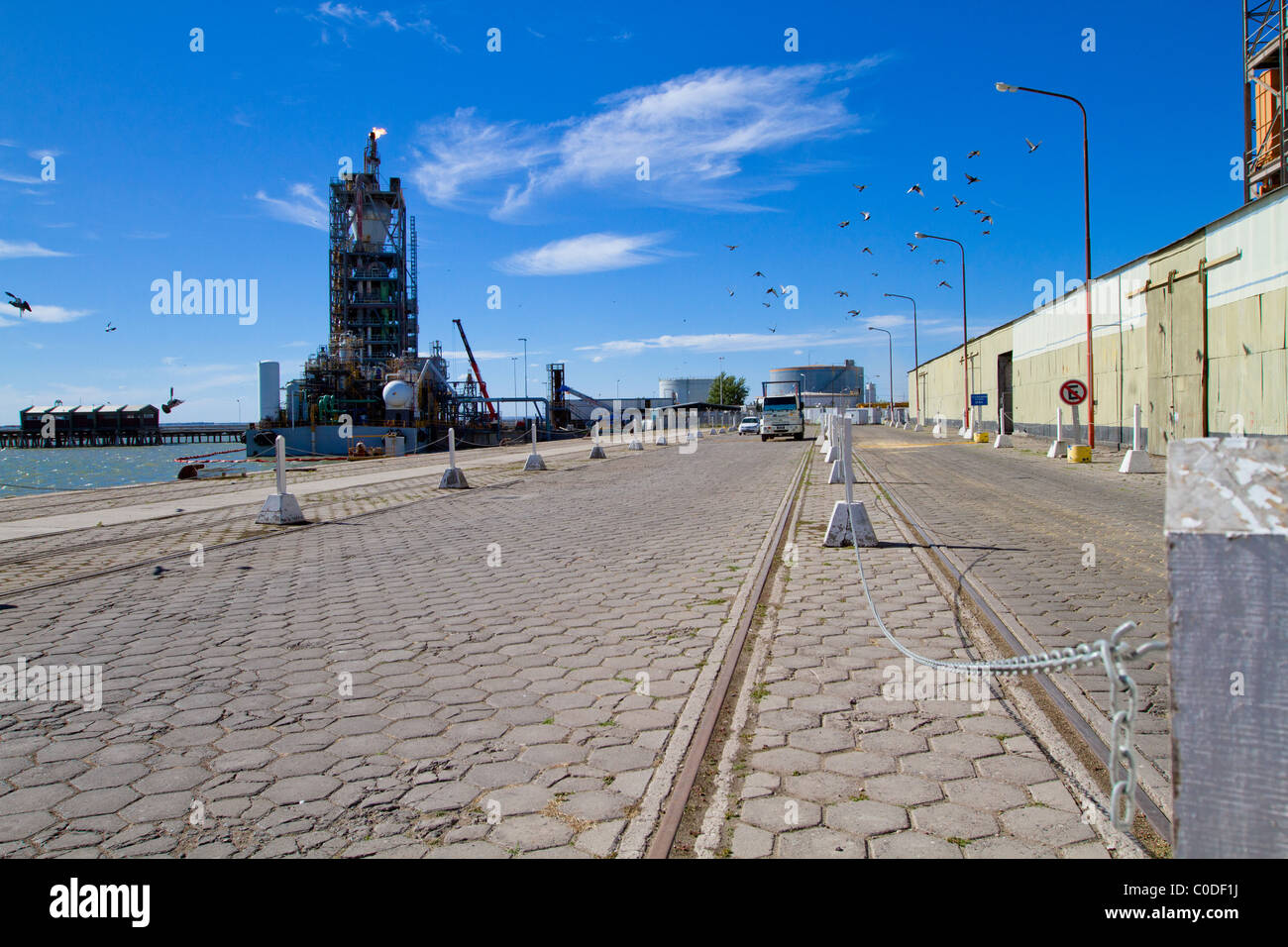 BAHIA BLANCA, ARGENTINA, 2010: Port of Ingeniero White - now is a major trading port of Argentina, deepest port in the country. Stock Photo