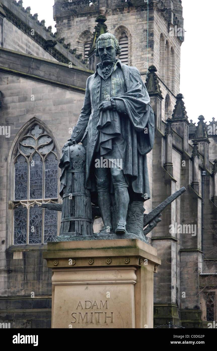 Statue of Adam Smith (1723-1790), Scottish philosopher and economist, outside St Giles Cathedral in Edinburgh. Stock Photo