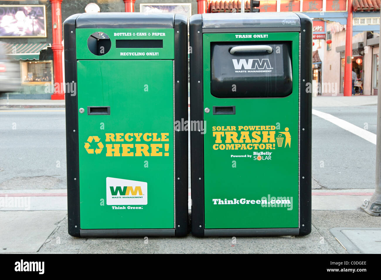 Solar powered trash compactor Stock Photo Alamy