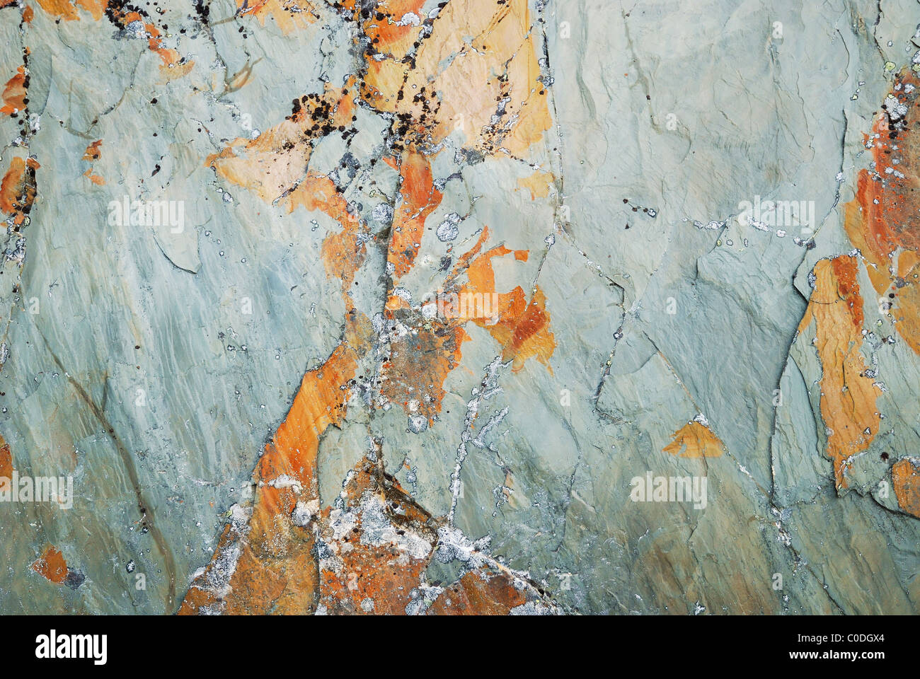 Details and surface of greenish marble untreated. Stock Photo