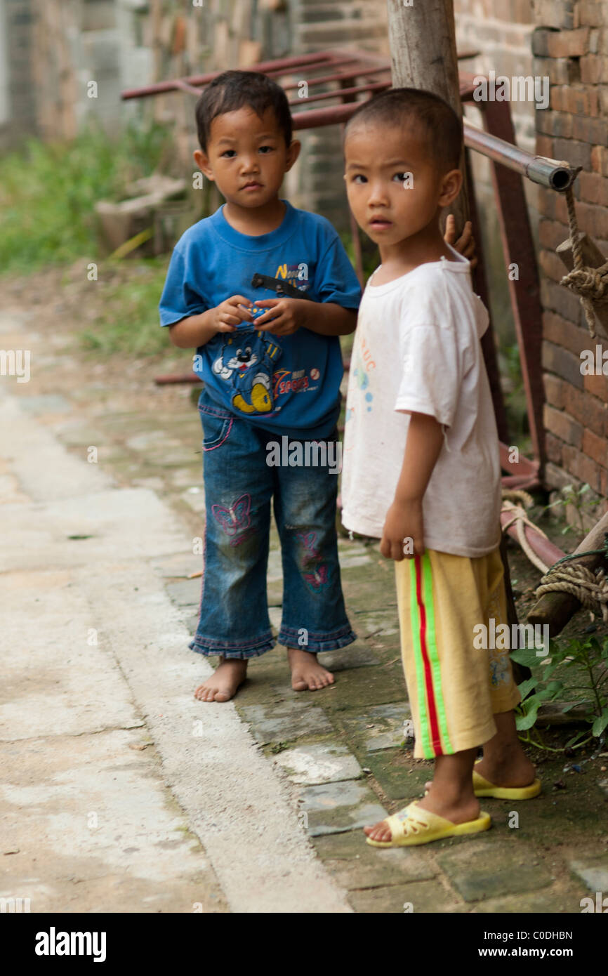 Two little boys in Yangmei village, China Stock Photo - Alamy