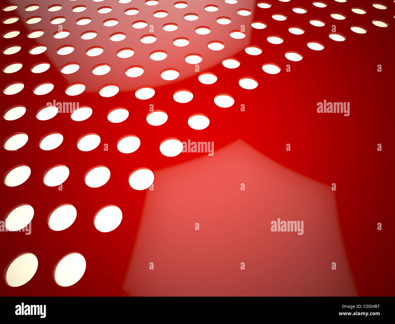 abstract red perforated surface 3D rendering Stock Photo