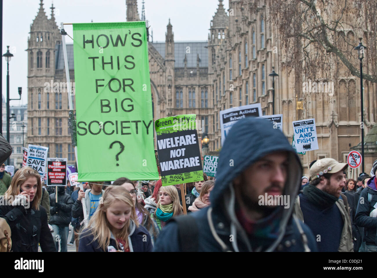 How S This For Big Society Banner Outside Parliament
