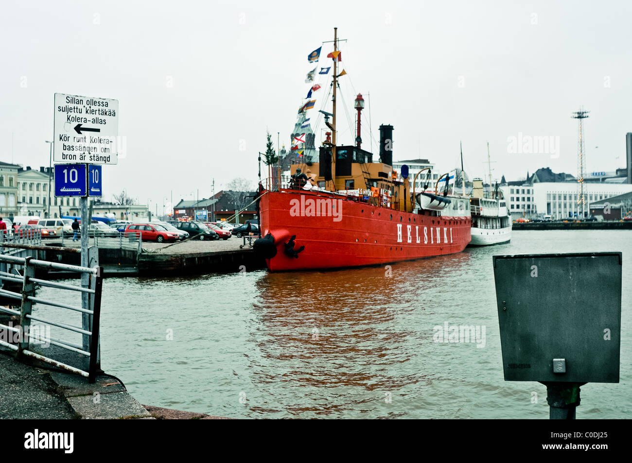 oats anchored in the port ,daily life Helsinki,Finland Stock Photo