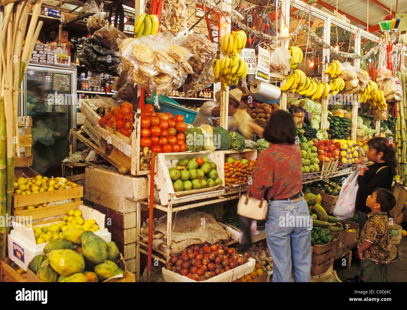 Fresh fruit and vegetable stall in the mercado in downtown La Paz, Baja