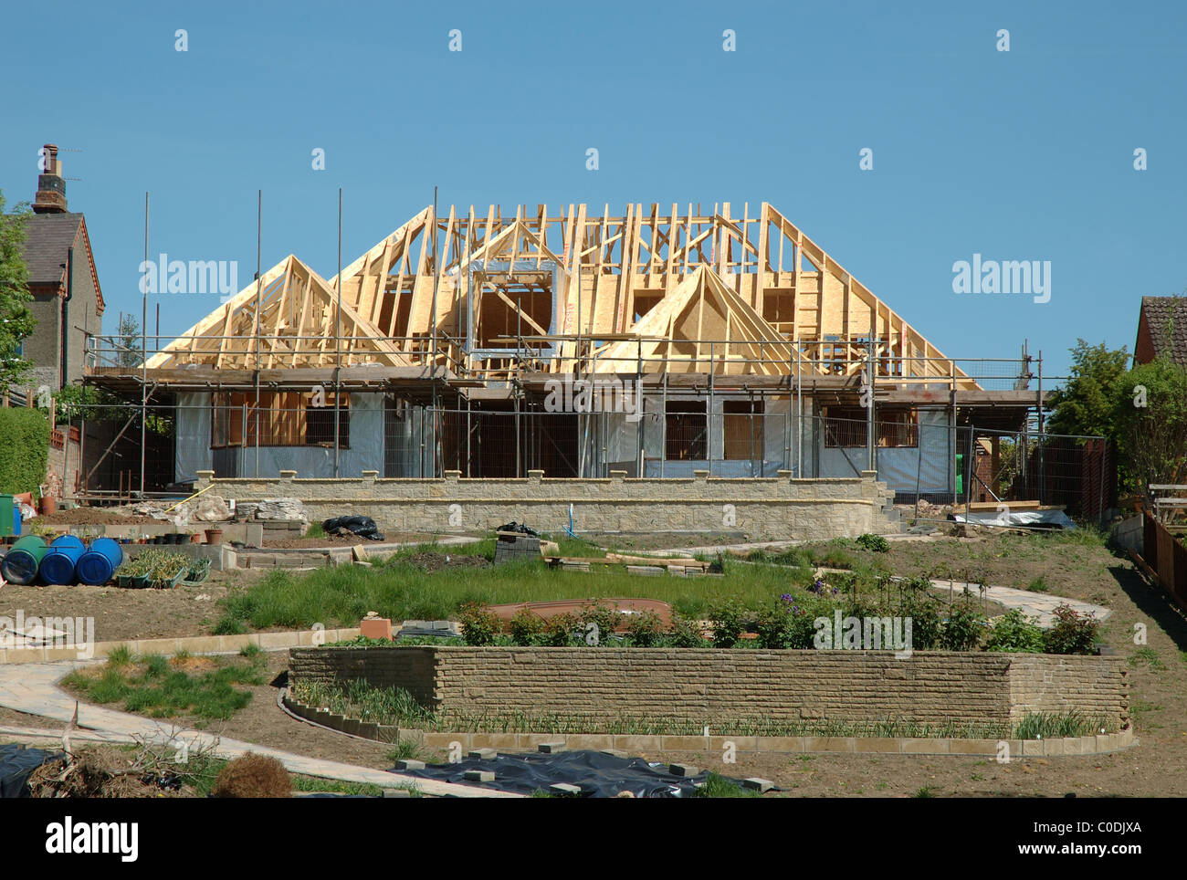 bungalow being built, Barrow upon Soar, Leicestershire, England, UK Stock Photo