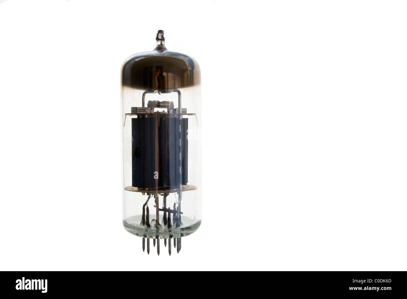 Electronic vacuum tube on a white background Stock Photo