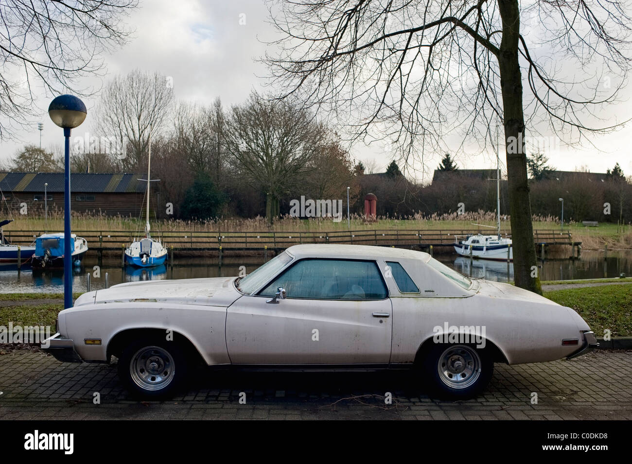 Vintage American car parked in Huizen, The Netherlands Stock Photo