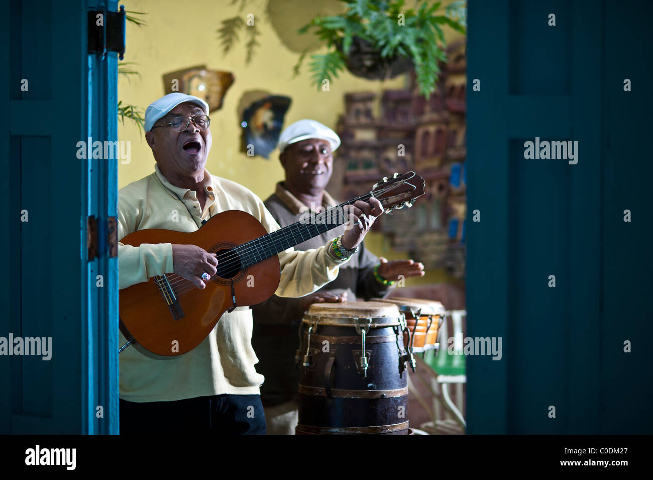 Cuban music in bar and Cuba Restaurants Old Havana Stock Photo