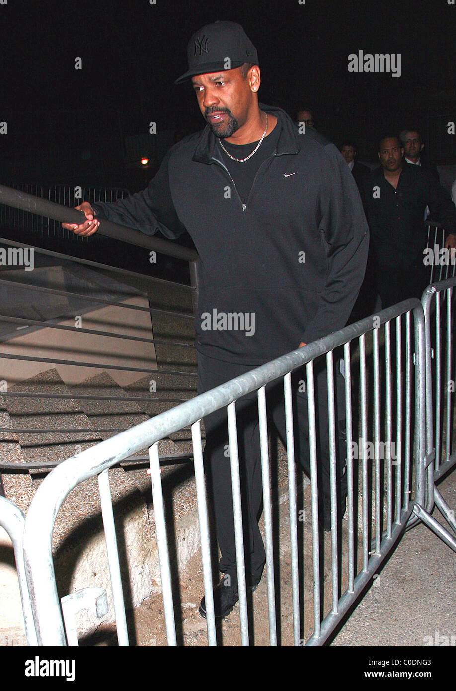 Denzel Washington arrives at a private estate to attend an after party
