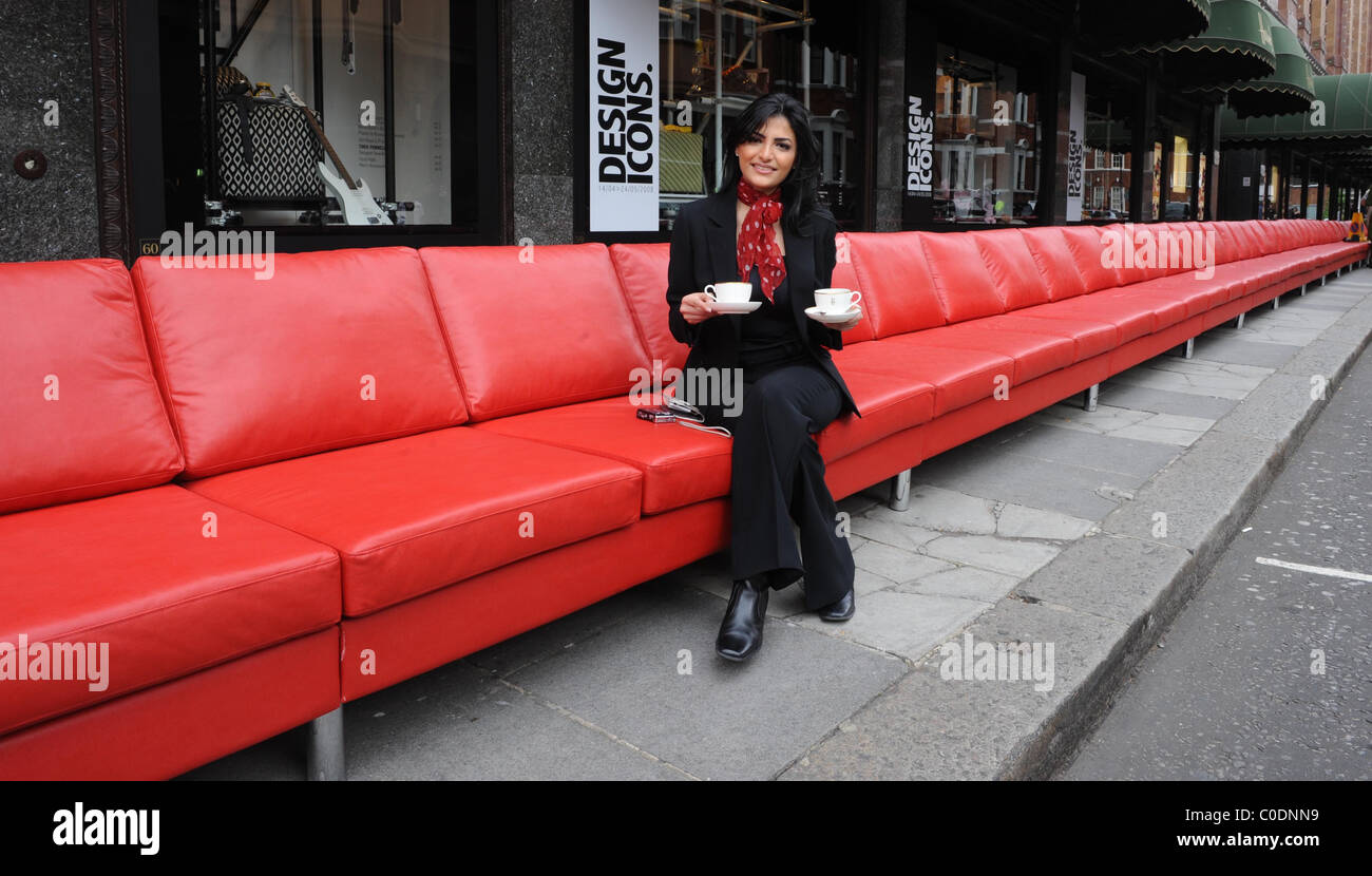 The worlds longest sofa is presented at Harrods as part of their their  Design Icons Season London,England- 05.05.08 Stock Photo - Alamy