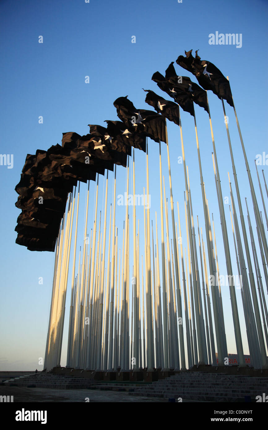 138 Black Flags in Havana Cuba Stock Photo