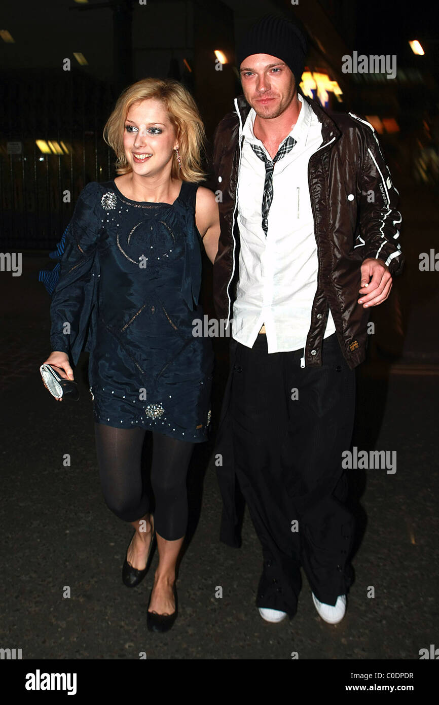 Gemma Bissix and Andrew Moss arrive at their hotel after the Soap Awards London, England - 03.05.08 Stock Photo