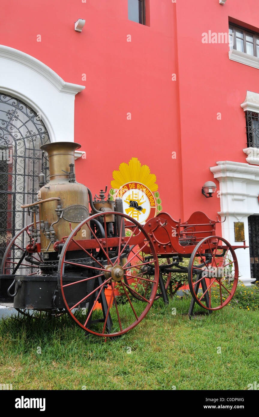 old fire truck San Isidro Lima Peru South America Stock Photo