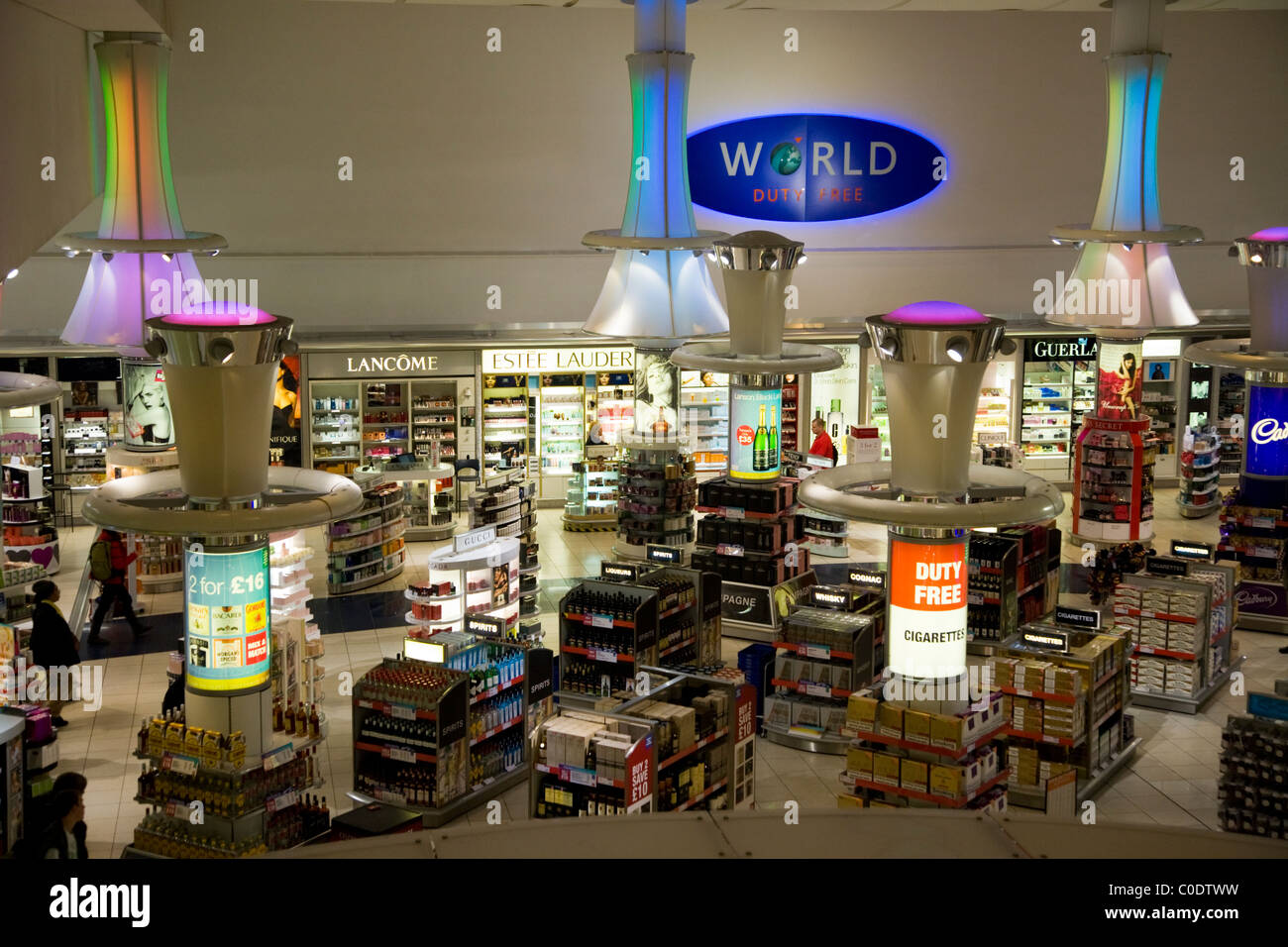 'World Duty Free' shopping area / shop / shops in the departure lounge of South Terminal. Gatwick airport. London. UK. Stock Photo