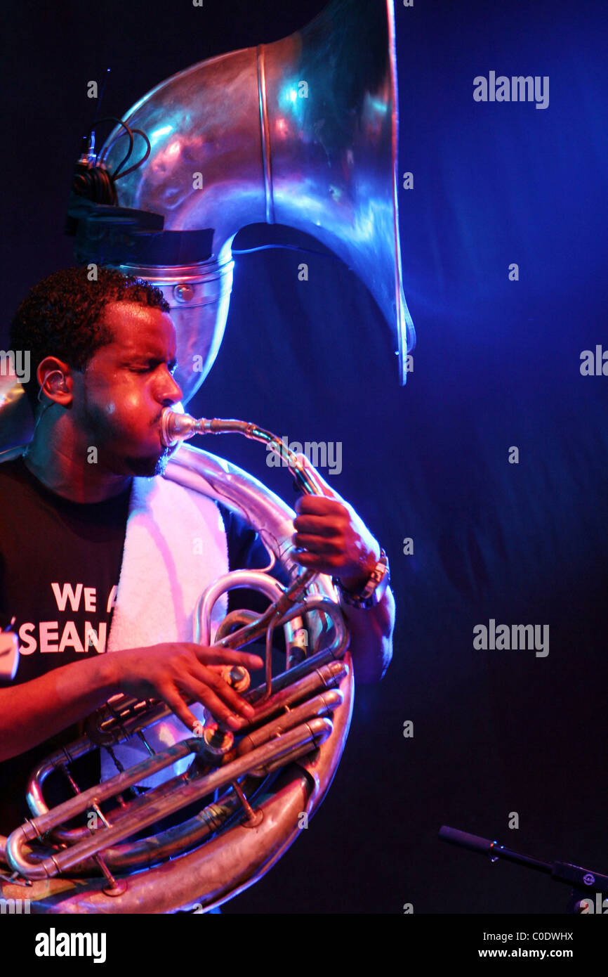 Damon "Tuba Gooding, Jr." Bryson of The Roots performing performing live at  Erykah Badu's 'New Amerykah Tour' at Radio City Stock Photo - Alamy