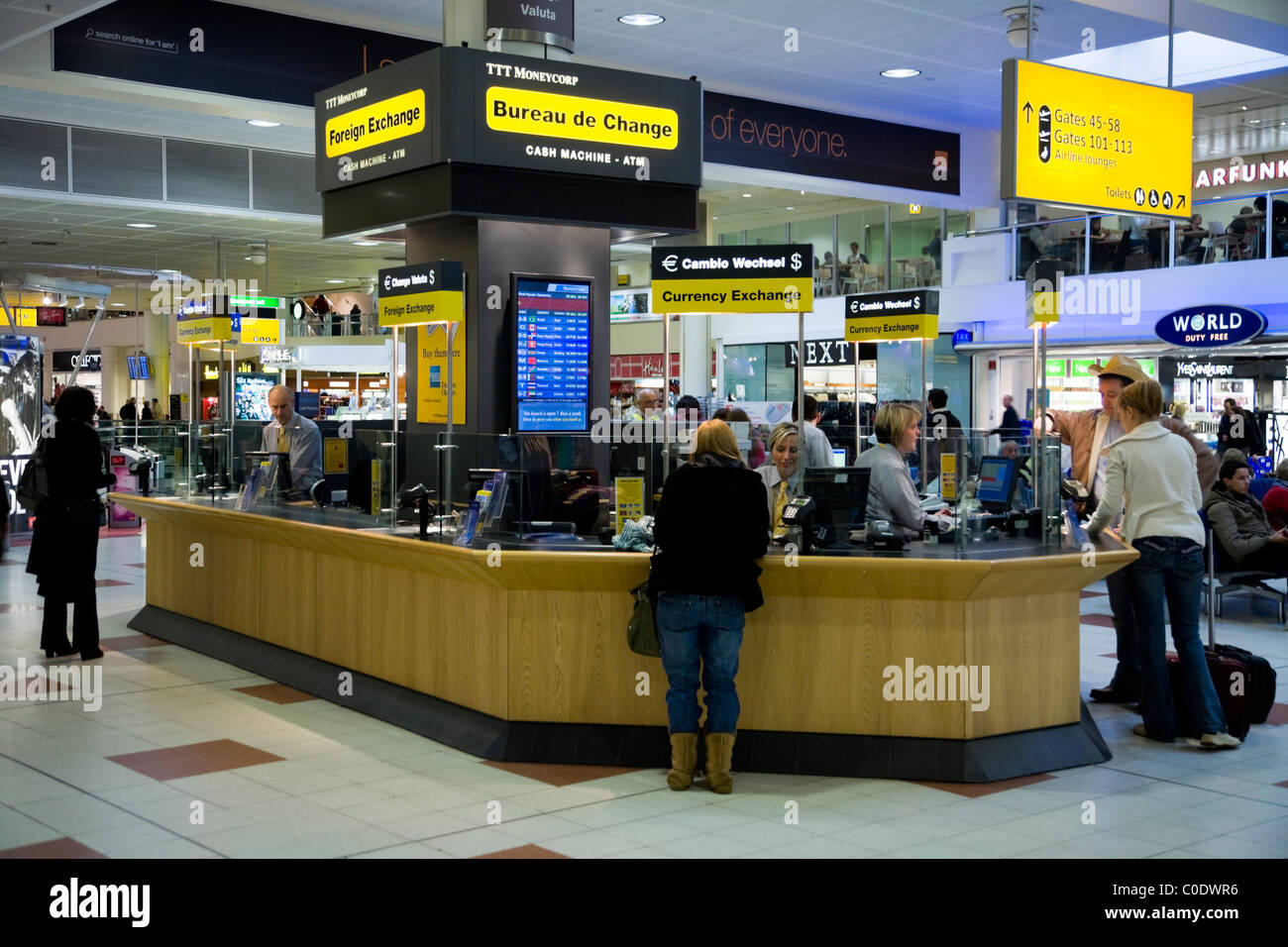 Bureau de Change office operated by TTT Moneycorp at Gatwick airport South Terminal. London. UK. Stock Photo