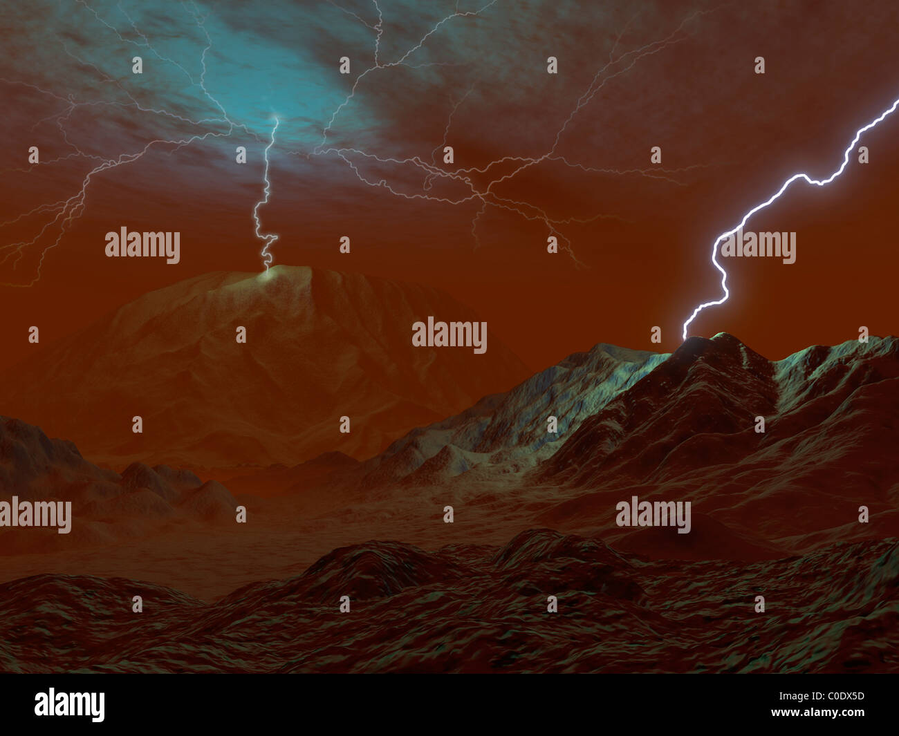 Artist's concept of lightning in Venus' clouds Stock Photo Alamy