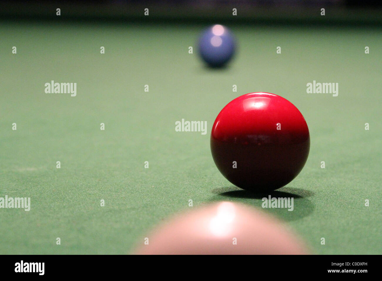 Snooker table and balls from low angle Stock Photo - Alamy