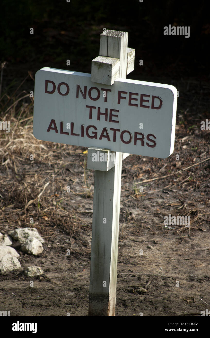 "Do Not Feed The Alligators" sign at Pelican Bay, Naples, Florida, USA