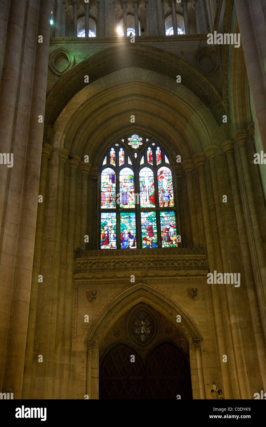 Interior of Ely Cathedral Stained Glass window Stock Photo Alamy