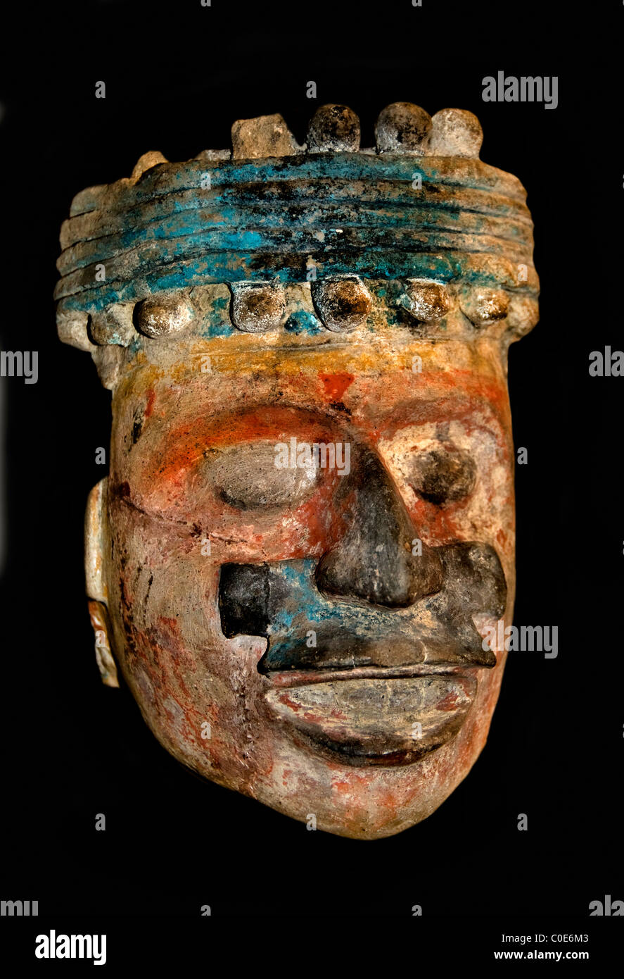 Stone head Aztec 1300 1521 AD native american indian Mexico Mexican Museum Stock Photo