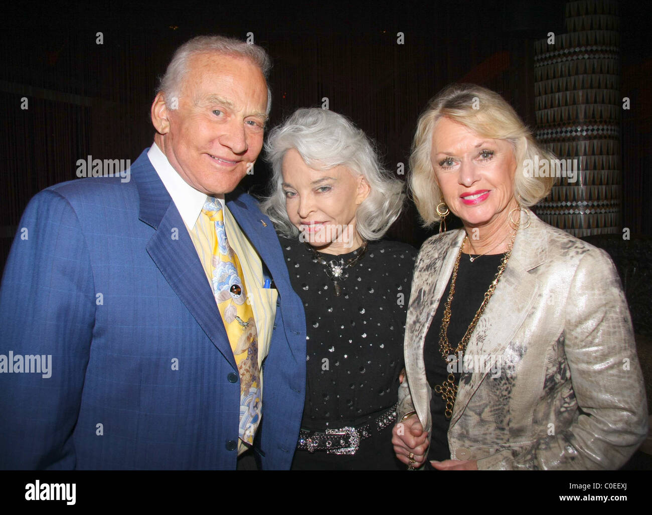 Buzz Aldrin with his wife and Tippi Hedren 'Caudwell Children Legends