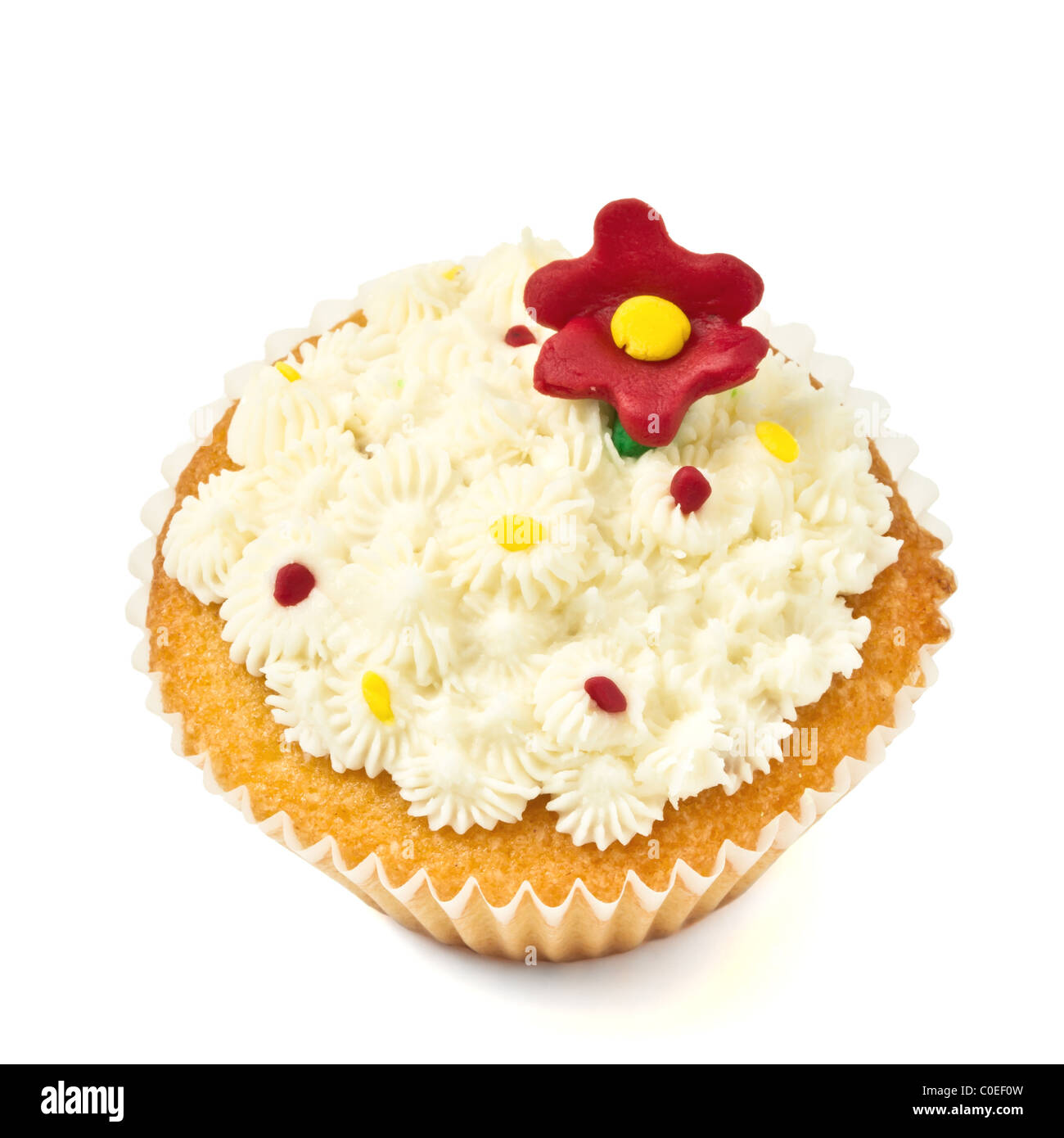 kids party home made cup cake isolated on white Stock Photo