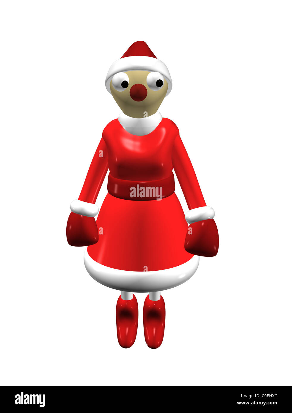 The girl Santa Claus or the Snow Maiden, Father Frost grand daughter, in the red dress, it is isolated, 3d. Stock Photo