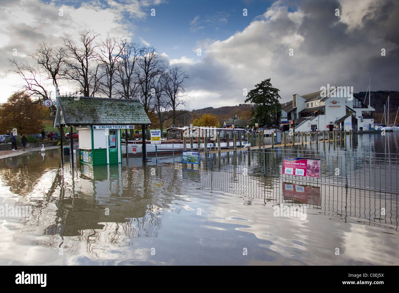 Minor flooding at Bowness Bay on Lake Windermere Stock Photo Alamy
