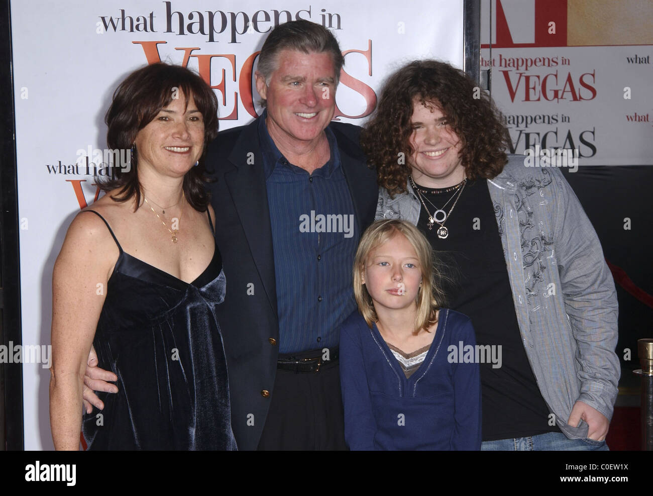 Treat Williams with his wife Pam Van Sant, son Gill Williams and daughter Elinor Williams Los Angeles premiere of 'What Happens Stock Photo