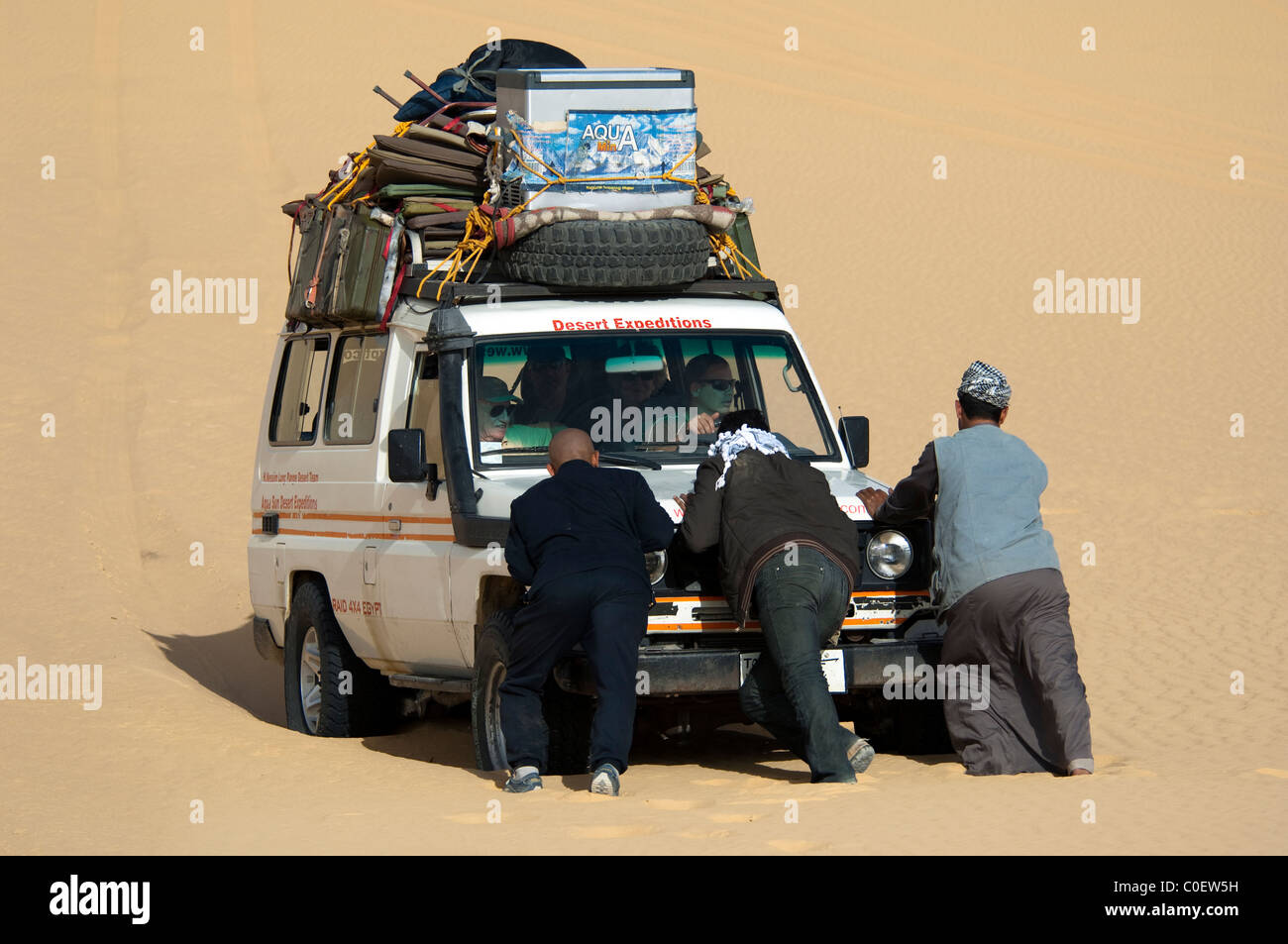 Sahara Desert 4x4 Vehicle Safari Stock Photo