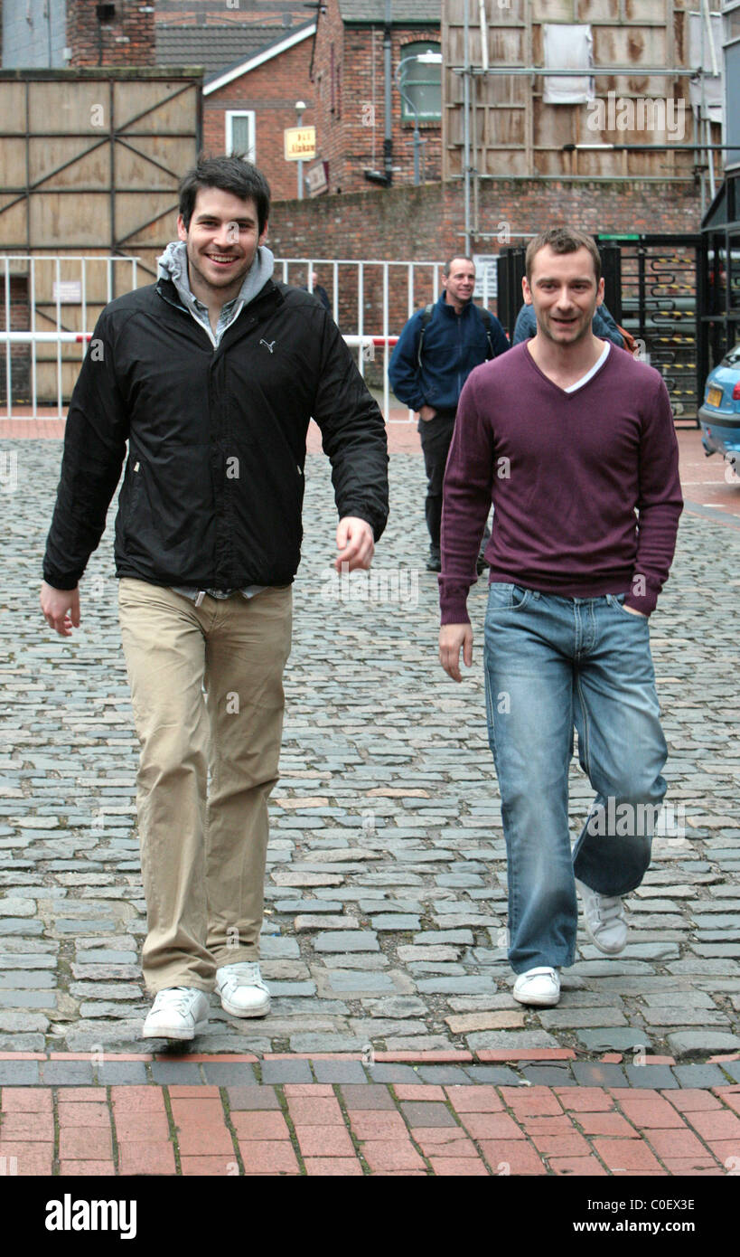Rob James Collier and Marcus Dent leaving the 'Coronation Street' set  Manchester, England - 02.05.08 : Russ Stock Photo - Alamy